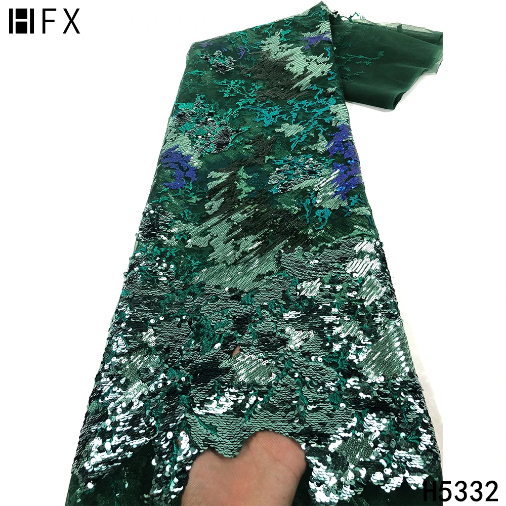 HFX африканские блестки Сетка кружевная ткань блестящая французская 2021 зеленая