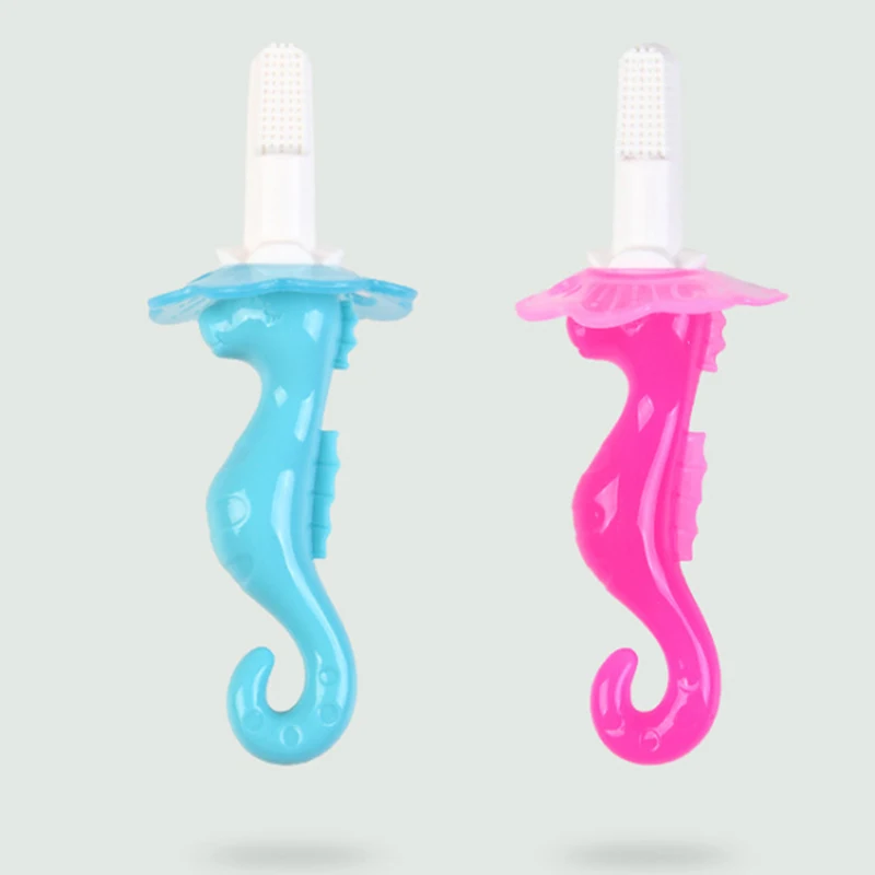 

Baby Silicone Toothbrush Environmentally Safe Baby Teether Teething Ring Kids Cute Seahorse Shape Teether Infant Chewing Toys