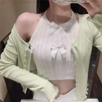 o neck sleeveless sexy vest women off shoulder tank tops body tight top streetwear bow knit vest clothes para catsuit clothing