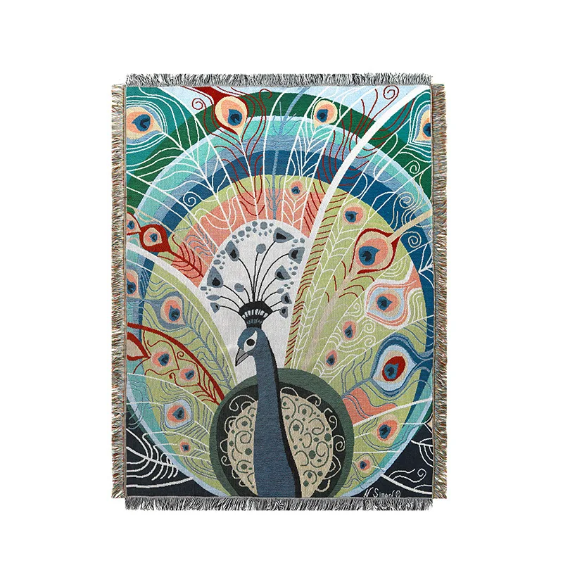 

Creative Peacock Retro Tapestry American Country Style Room Wall Decor Art Tapestry Sofa Chair Cover Farmhouse Decor Tapestries
