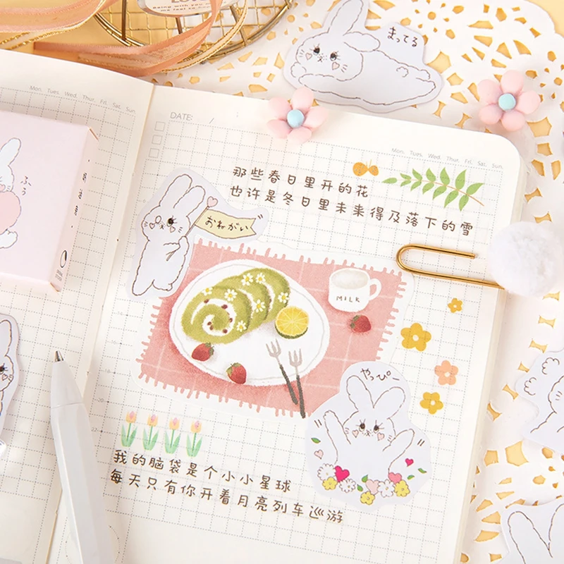 45 шт./кор. Kawaii канцелярские наклейки кремовый кролик наклейки для скрапбукинга сделай сам для украшения дневника Escolar школьные принадлежности