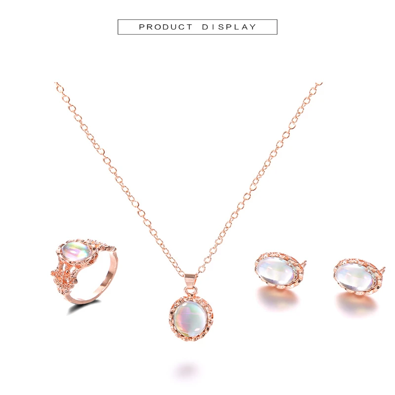 Vintage Opal Ювелирные наборы для женщин, подвеска, ожерелье, чокер воды Висячие серьги и кольцо удивительная цена свадебные украшения подарки