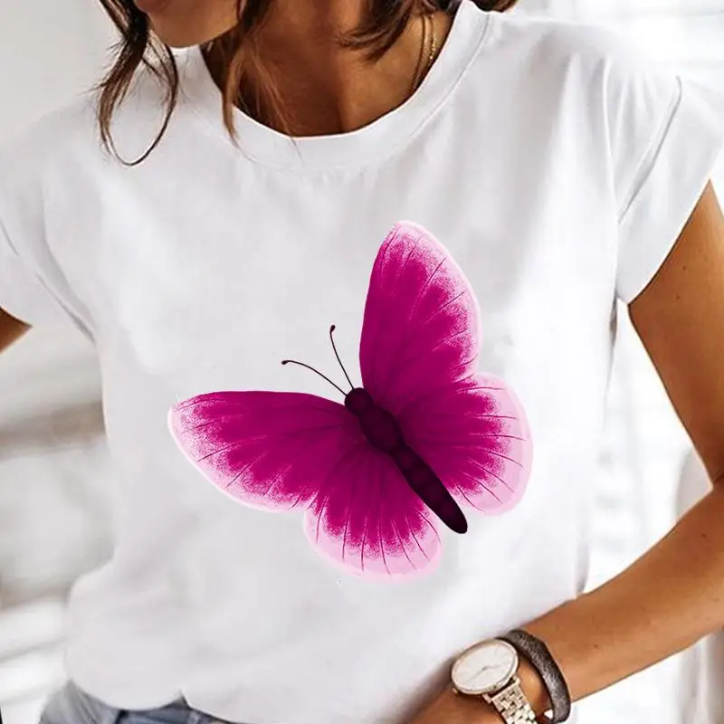 

Women Cartoon Watercolor Trend Style 90s Lady Fashion Clothes Print Short Sleeve Tops Graphic Tees Female Tshirt T-Shirt