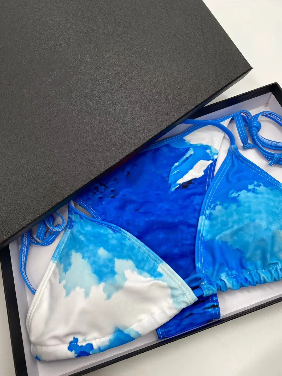 2021 NEW Women's Colorful Tie Dye Split Bikini Sky Blue Gradient Swimsuit Set