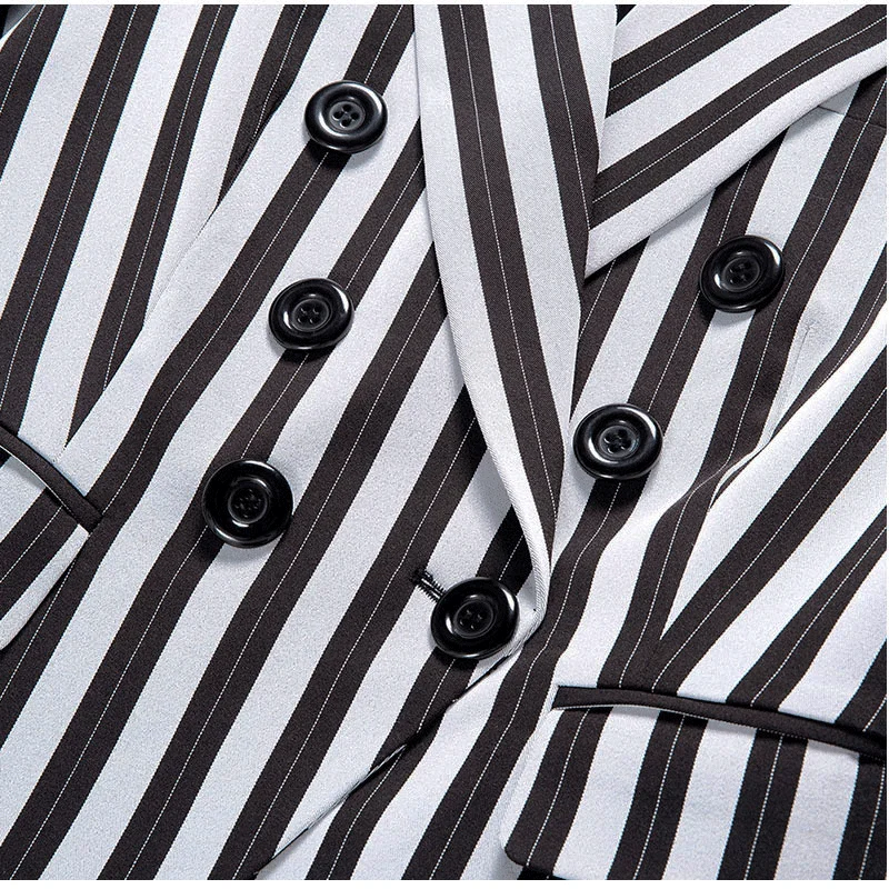 Женский шикарный Блейзер размера плюс в полоску двубортный с длинным рукавом