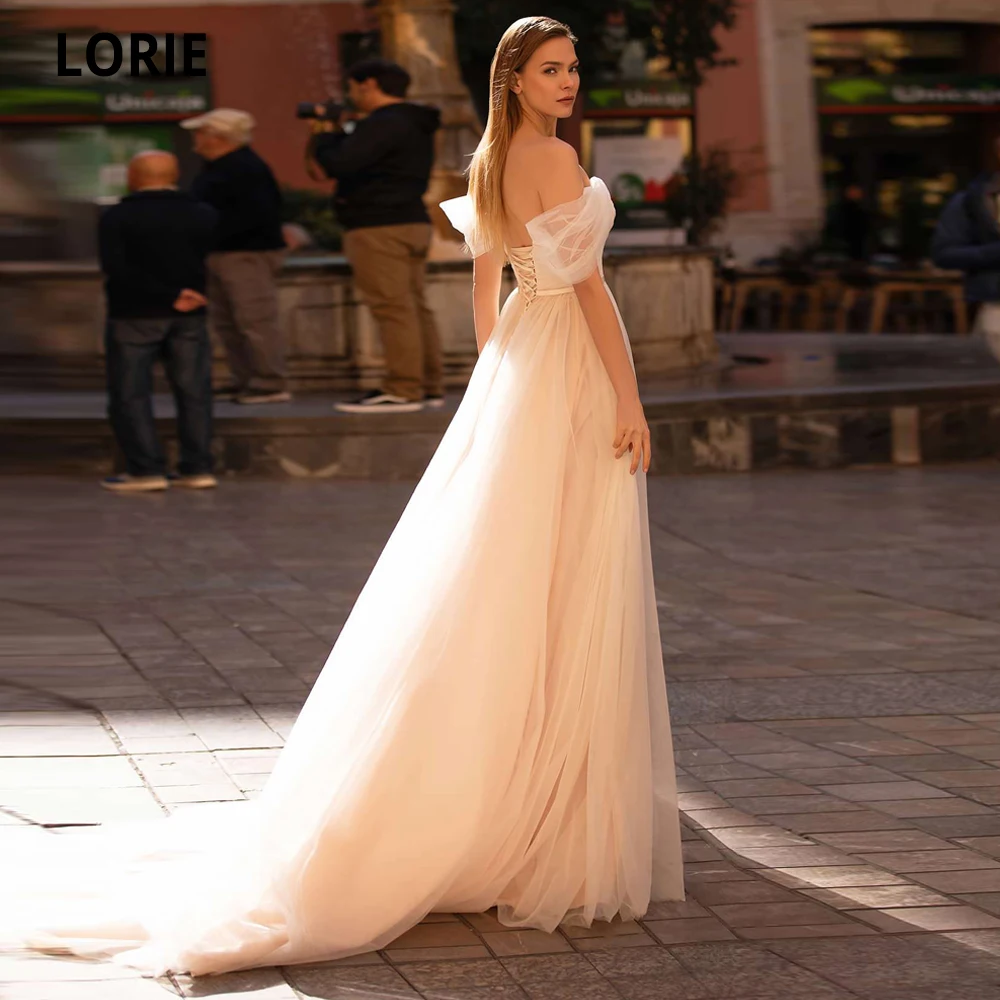 LORIE свадебное платье цвета шампань для невесты бальное размера плюс с бисером и