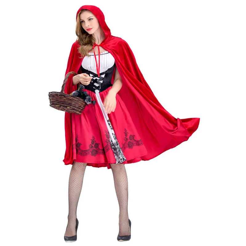 Модная женская красная шапочка костюм Пурим вечерние платья для взрослых аниме