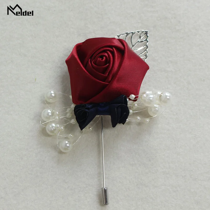 Мелдель Прямая поставка Мужская бутоньерка роскошная Роза для Жених Сделай Сам