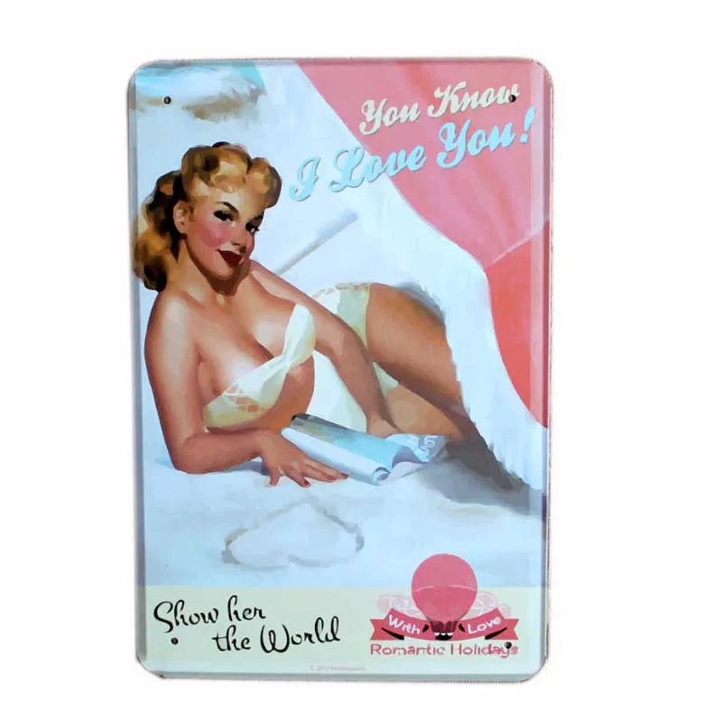 081117 Pinup плакат ретро-плакат металлическая жестяная вывеска булавка кафе украшение паба Ретро настенная тарелка декорации Декор для дома 20x30 см - Цвет: 081117