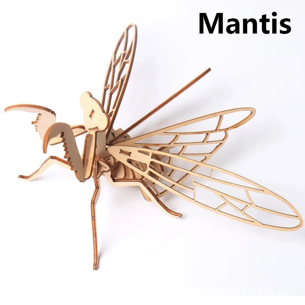 Mantis Детские игрушки Монтессори 3D головоломка DIY деревянная головоломка насекомое Животное ручной работы развивающие сборные игрушки подарки для детей - Цвет: Mantis
