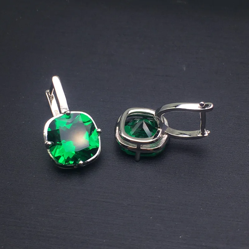 CSJ создали изумрудные серьги из серебра 925 пробы нано изумрудная Подушка 10 мм