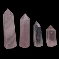 natural rock rose quartz crystal point healing stone pure color obelisk wand