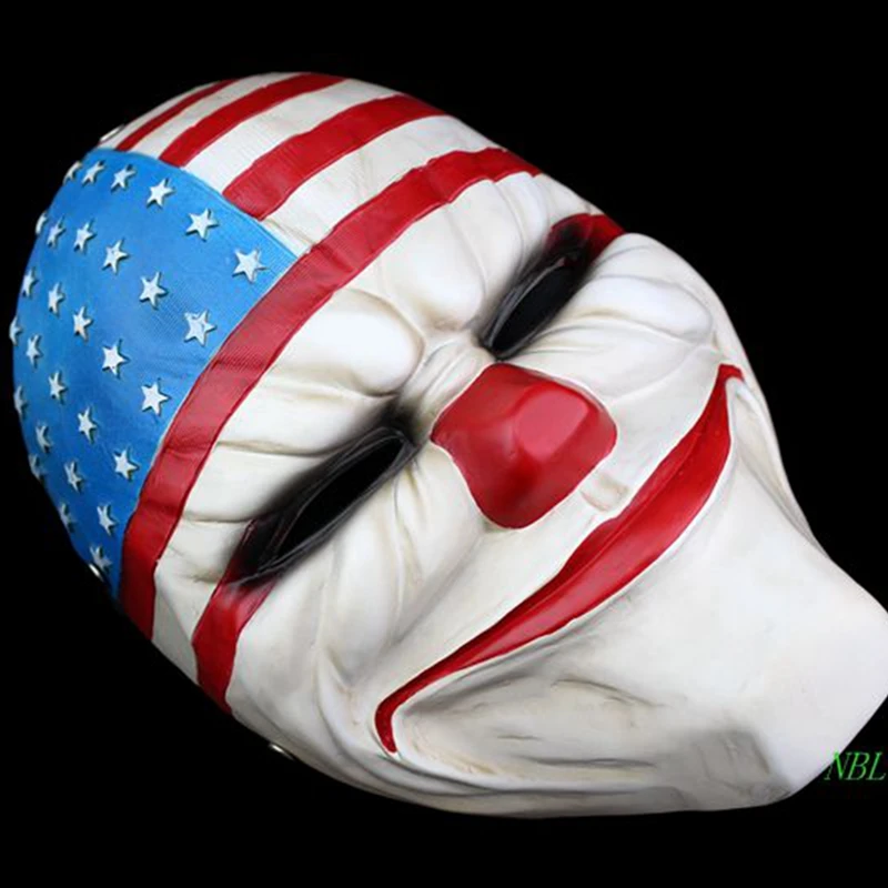 

PAYDAY 2 Dallas Resin Mask The Cool Game Banker Joker US Flag Clown Scary Masks Payday 2 Cosplay Masquerade Party Costume Props