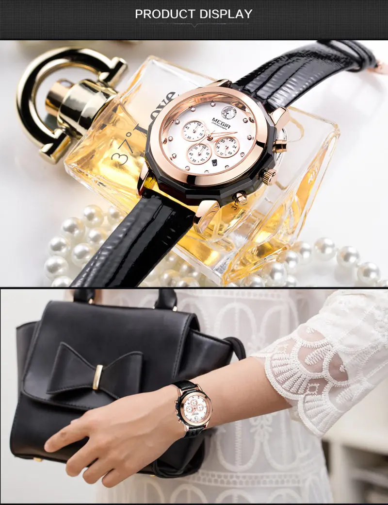 MEGIR женские наручные часы для влюбленных Топ люксовый бренд Хронометр Элегантные