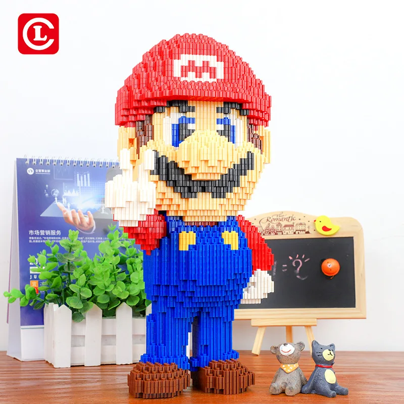 LC 66006 игра Супер Марио победный Красный Марио 3D модель DIY мини микро строительные блоки кирпичи игрушка для детей 32 см высота без коробки