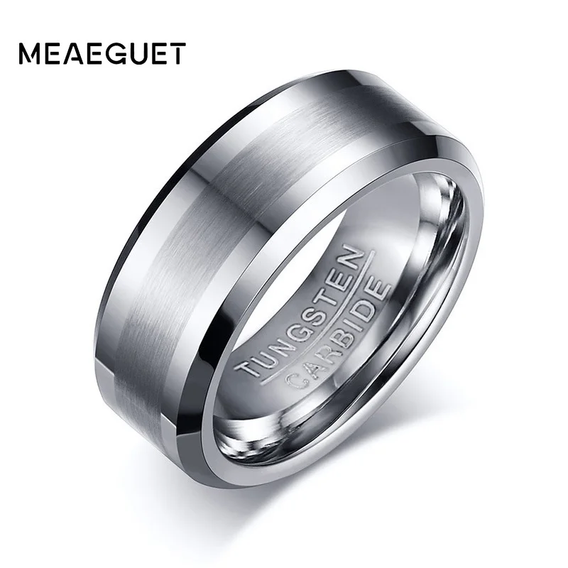 Meaeguet 8 мм классические кольца из карбида вольфрама для мужчин обручальные кольца из вольфрама никогда не ржавеют