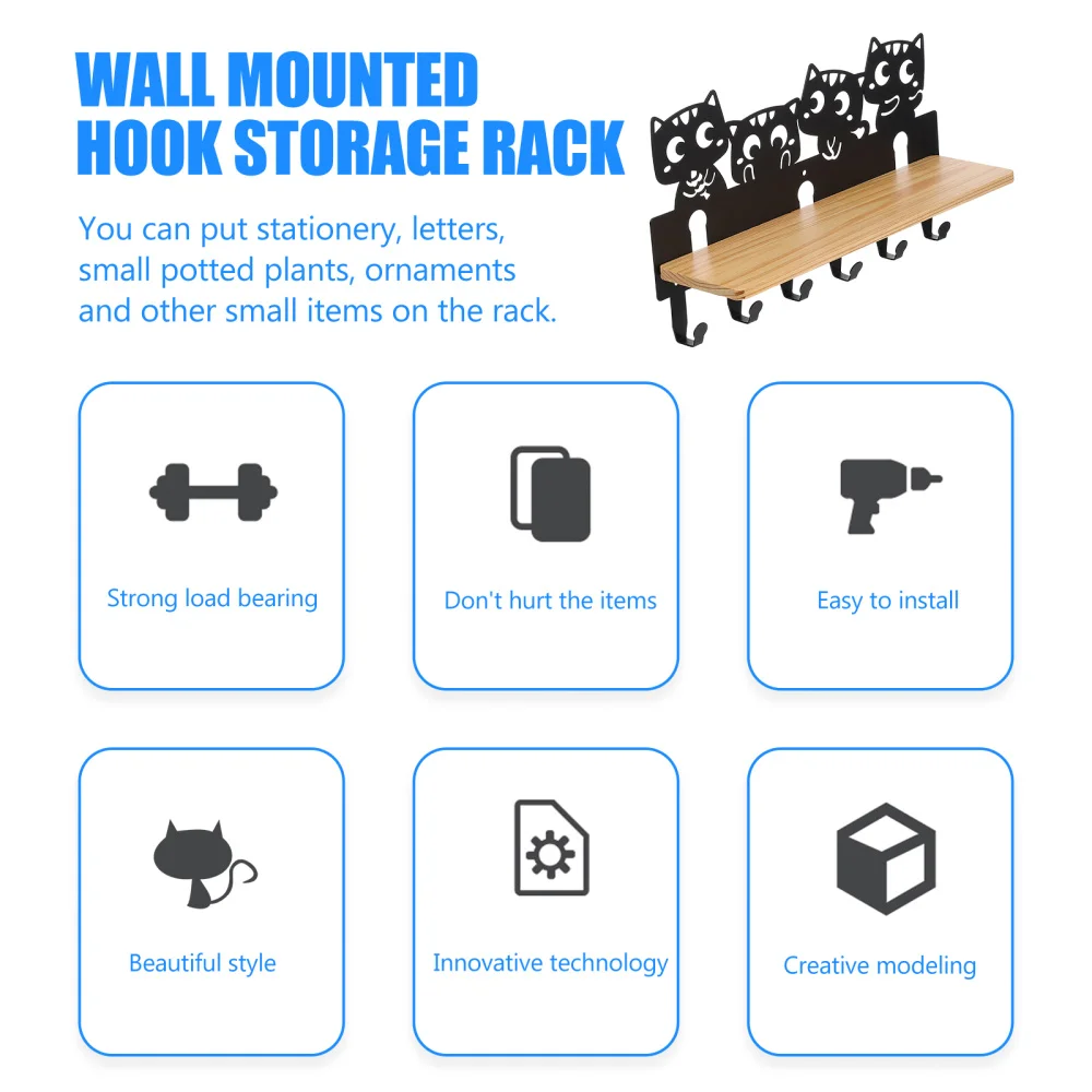 

1Pc Lovely Style Hook Creative Cat Shaped Hanger Iron Wall-mounted Storage Rack