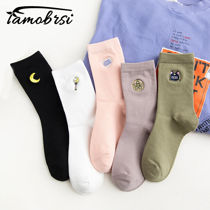 Новые милые хлопковые Модные женские забавные носки Харадзюку С мультяшной