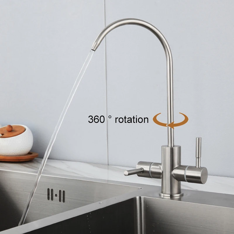 Кран из нержавеющей стали поворотный на 360 градусов двойной режим для домашней