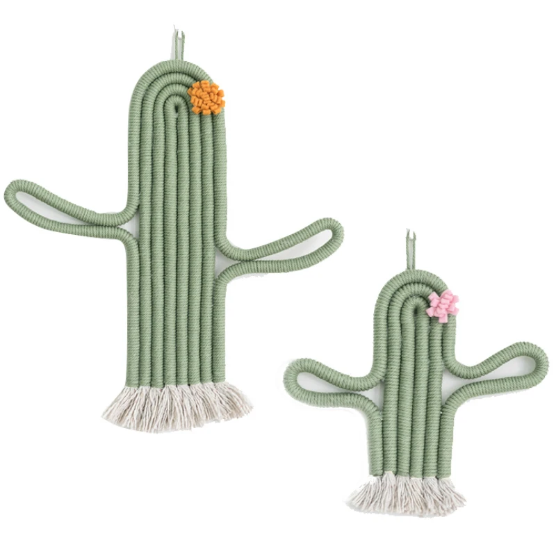 Hand-woven Cactus Living Room Pendant Creative Bedroom Layout Nordic Ins Wall Decoration Children's Accessories | Дом и сад