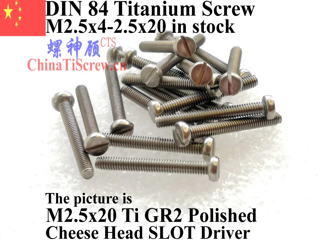 DIN 84 M2.5 титановый винт M2.5x4 M2.5x5 M2.5x6 M2.5x8 M2.5x10 M2.5x12 M2.5x16 M2.5x20 драйвер слота для головки