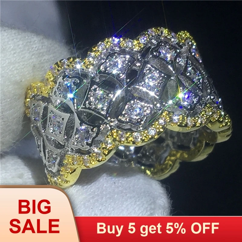 Роскошное мужское и женское большое кольцо 18KT из желтого золота винтажные