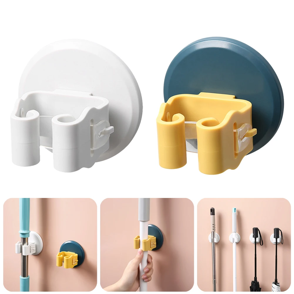 

Wall Mounted Anti-Slip Mop Holder Household Adhesive Storage Broom Hanger Organizer Mop Hook Racks For Kitchen Bathroom