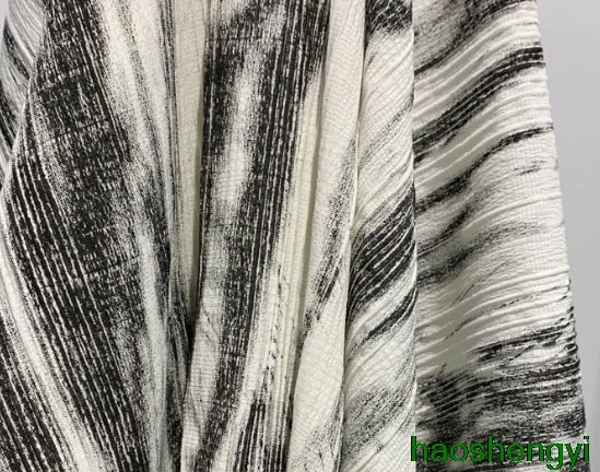 Белая хлопковая и льняная ткань в китайском стиле с рисунком чернил вертикальной