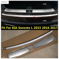 2 pcs stainless steel rear trunk bumper foot plate door sill guard protector trim accessories for kia sorento l 2015 2016 2017