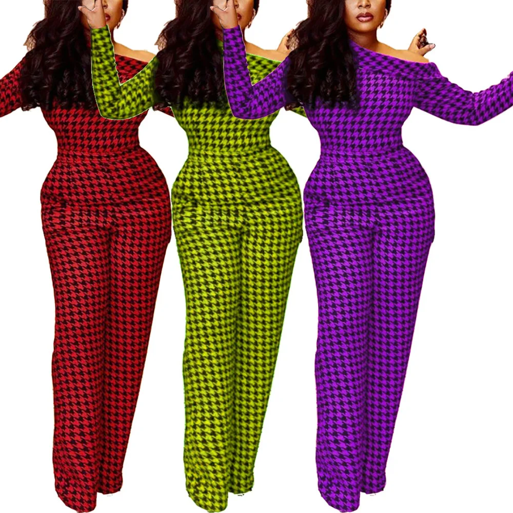 

Комбинезон женский осенний, с принтом гусиные лапки