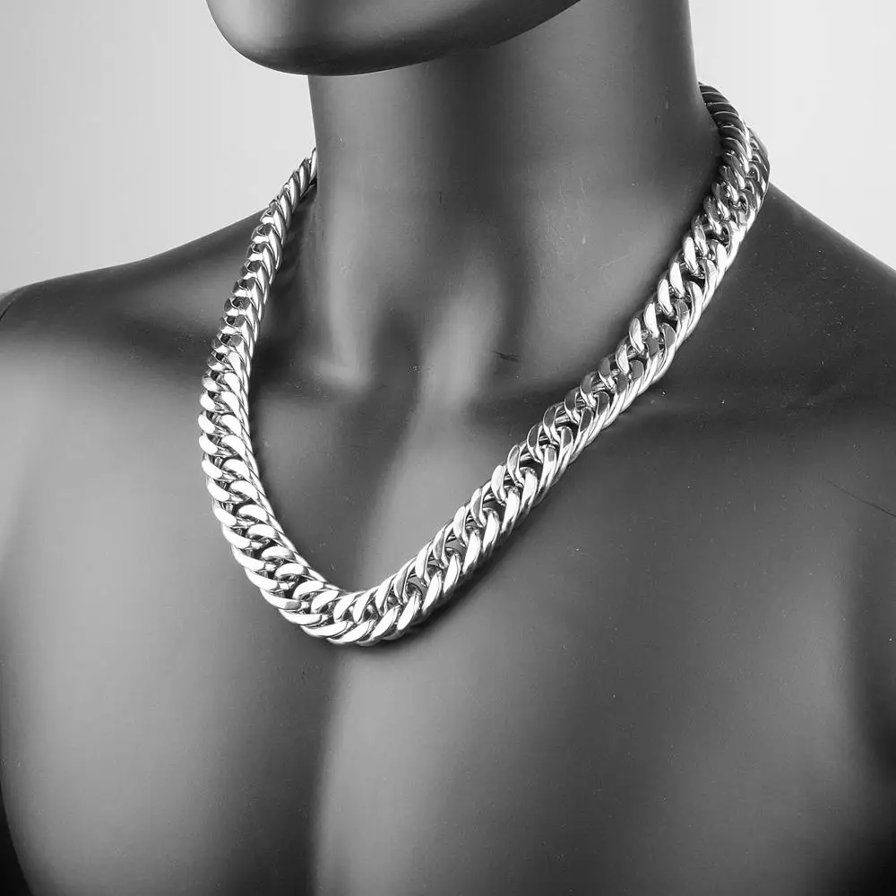 Tisnium 16 мм кубинской цепочка мужская чокер ожерелье подвеска тяжелый браслет из