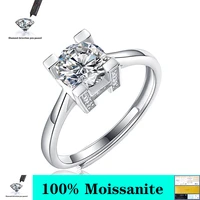 classic 1 0 ct round brilliant cut d color moissanite diamond ring certified created real 925 silver engagement ring