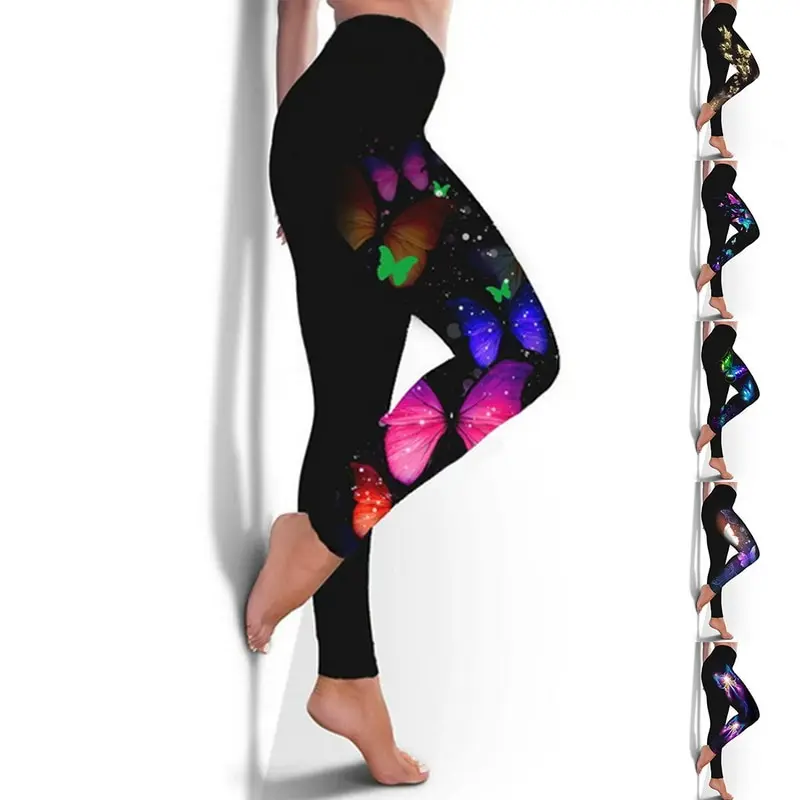 

Женские леггинсы для фитнеса с высокой талией и принтом