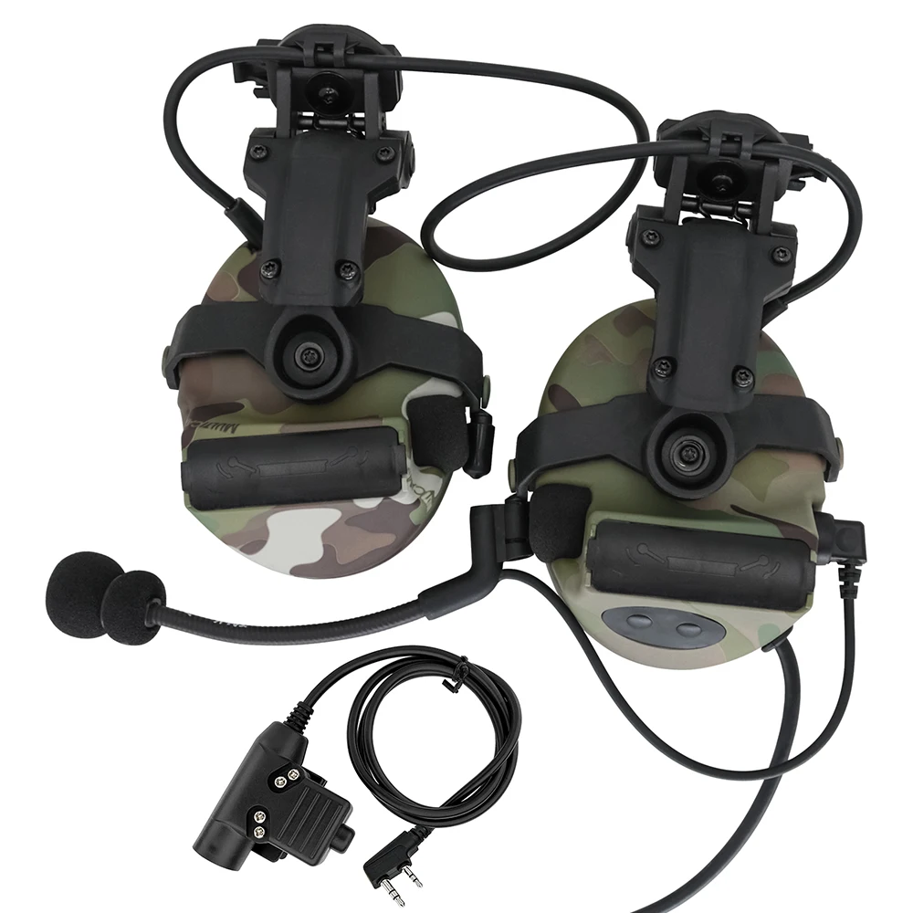 Outdoor pickup noise reduction air gun tactical shooting sponge headset helmet ARC track bracket headset + U94 PTT adapter