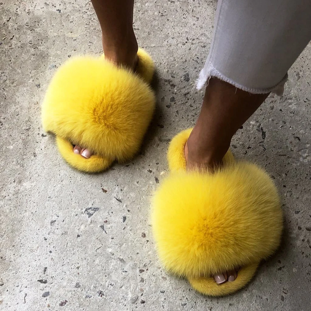 

Великолепные зимние теплые тапочки из искусственного меха, сказочные Большие меховые сандалии, дизайнерские детские меховые тапочки, пуши...