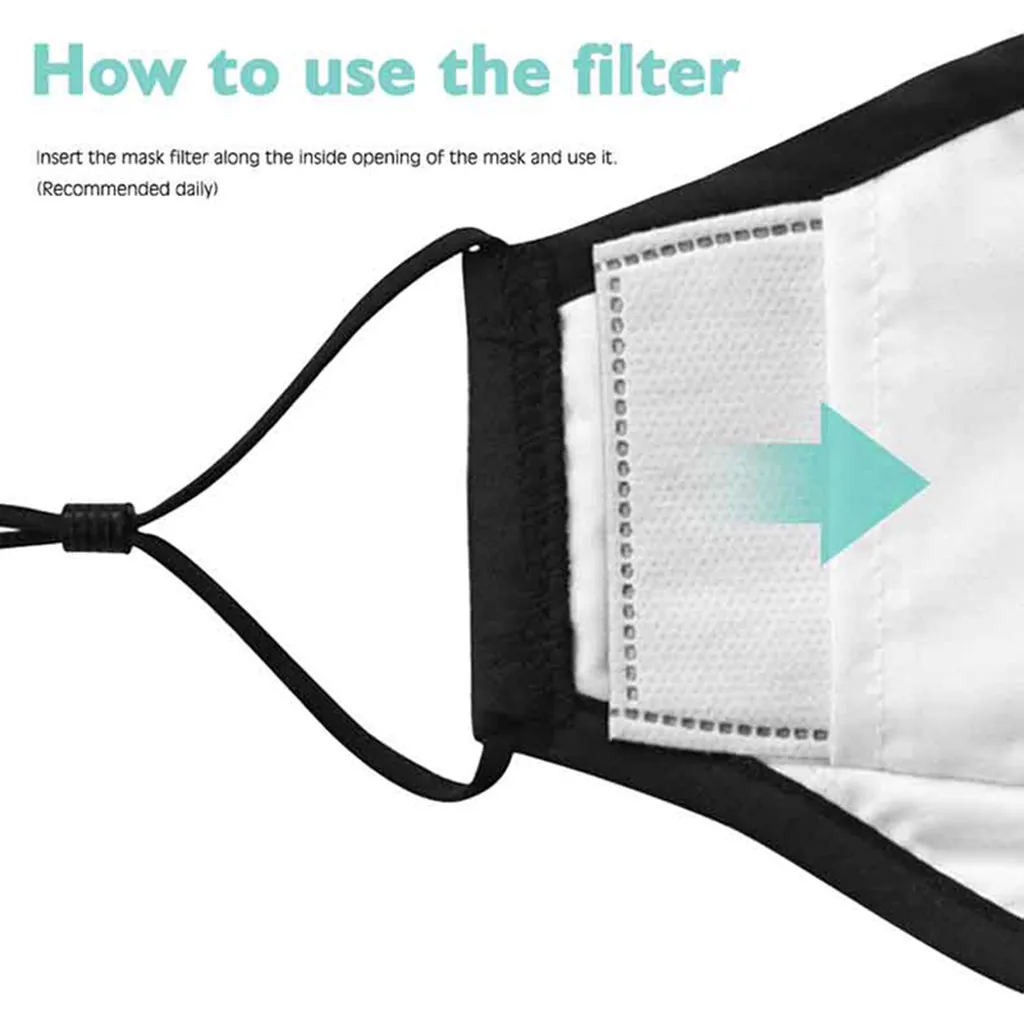 

Adult Cotton Print Mask PM2.5 Activated Carbon Face Mask Washable Reusable Lot Mascarilla Protection Masque mascherine