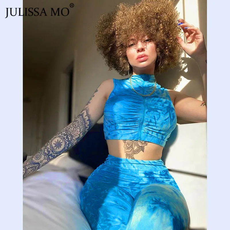 Женский спортивный костюм JULISSA MO из двух предметов короткий топ на молнии и