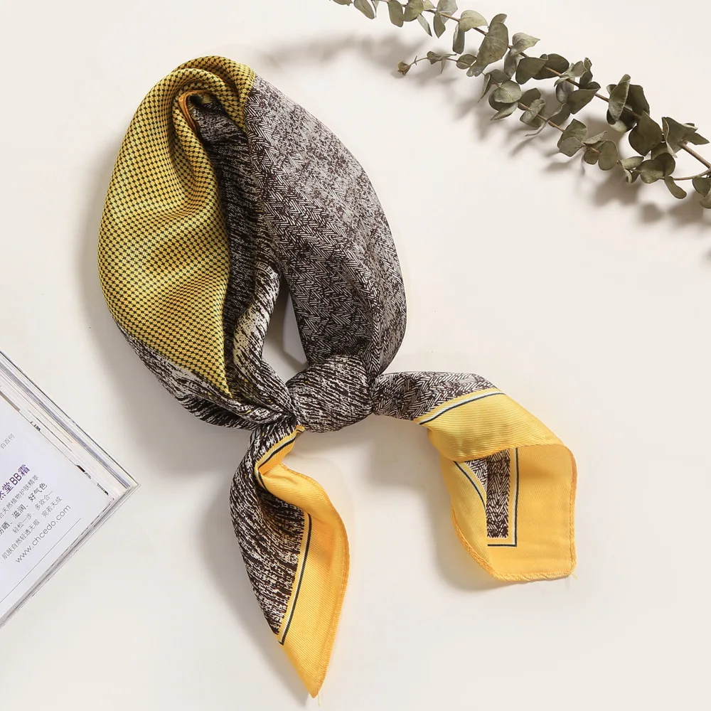 

70x70CM Fashion Women Square Scarf All-match Wraps Elegant Floral Dot Spring Summer Head Neck Hair Tie Band Neckerchief