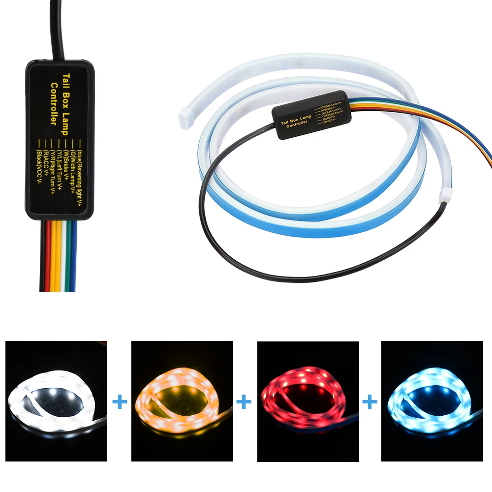 

Lighting Rear Trunk Tail Light 12V 1.2m Signal Lamp Reverse Warning Light Dynamic Streamer Brake Turn Signal Car LED Strip