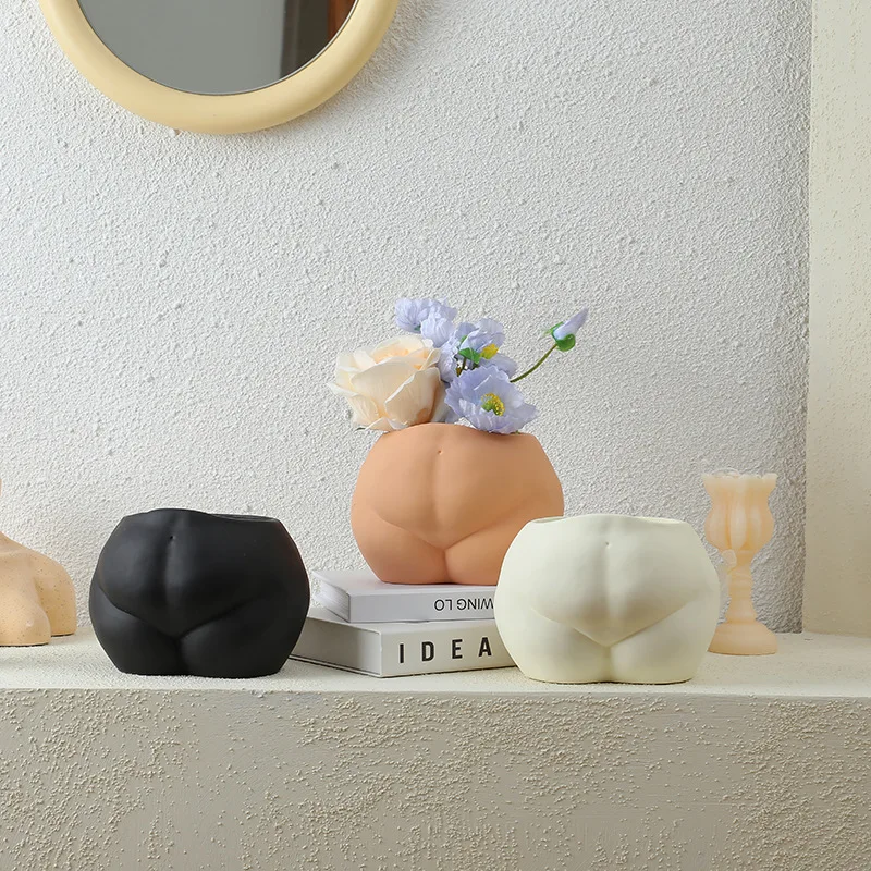 

Creative Ceramic Handicraft Ornaments European-style Human Body Butt Vase Living Room Entrance Artist's Home Accessories