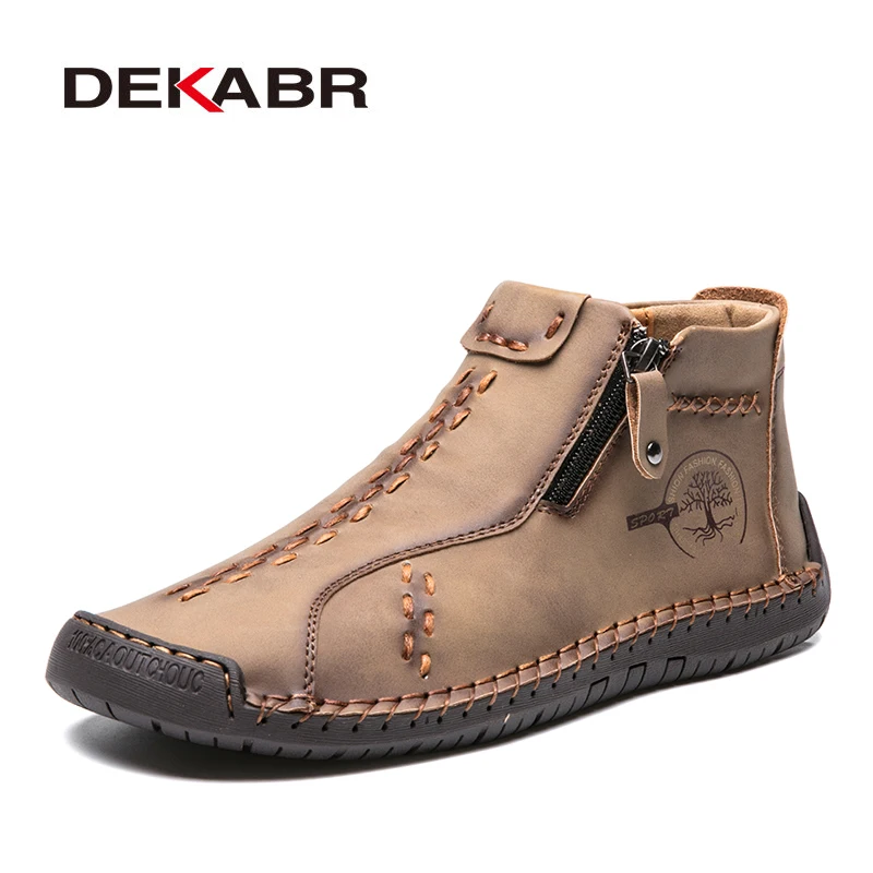 

DEKABR New Arrival Comfortable Men Boots Soft Motorcycle Boots Style With Zip Fashion Men Autumn Lightweight Casual Ankle Boots