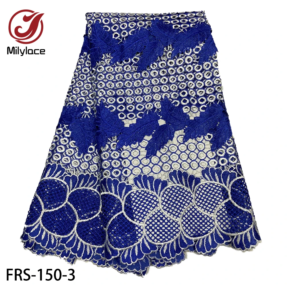Новейшая вышитая нигерийская кружевная ткань гипюровая Водорастворимая сухая