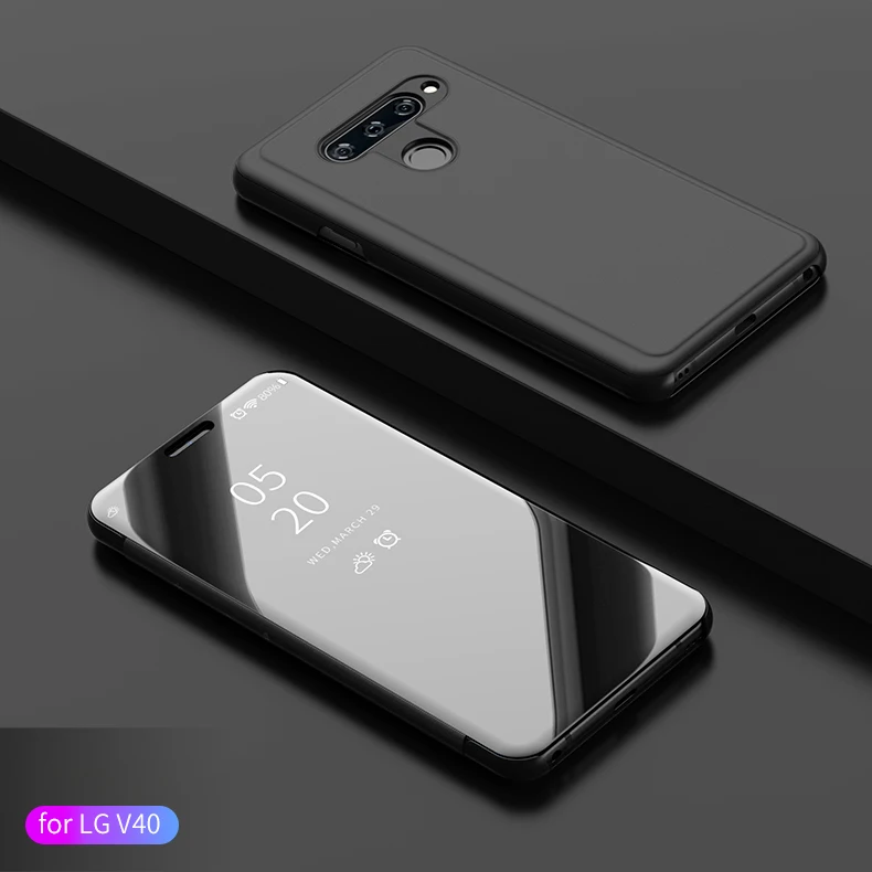

View Mirror Clear Smart Flip Case for LG V30 Plus V40 ThinQ Leather Phone Case for LG G8 V40 ThinQ V30 Plus Stand Phone Bags