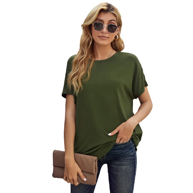 

Short Sleeve T Shirts Women European Summer Solid O-neck Slim Pullover Short Tops Tees Femme Camisetas Verano Mujer 4 Colors