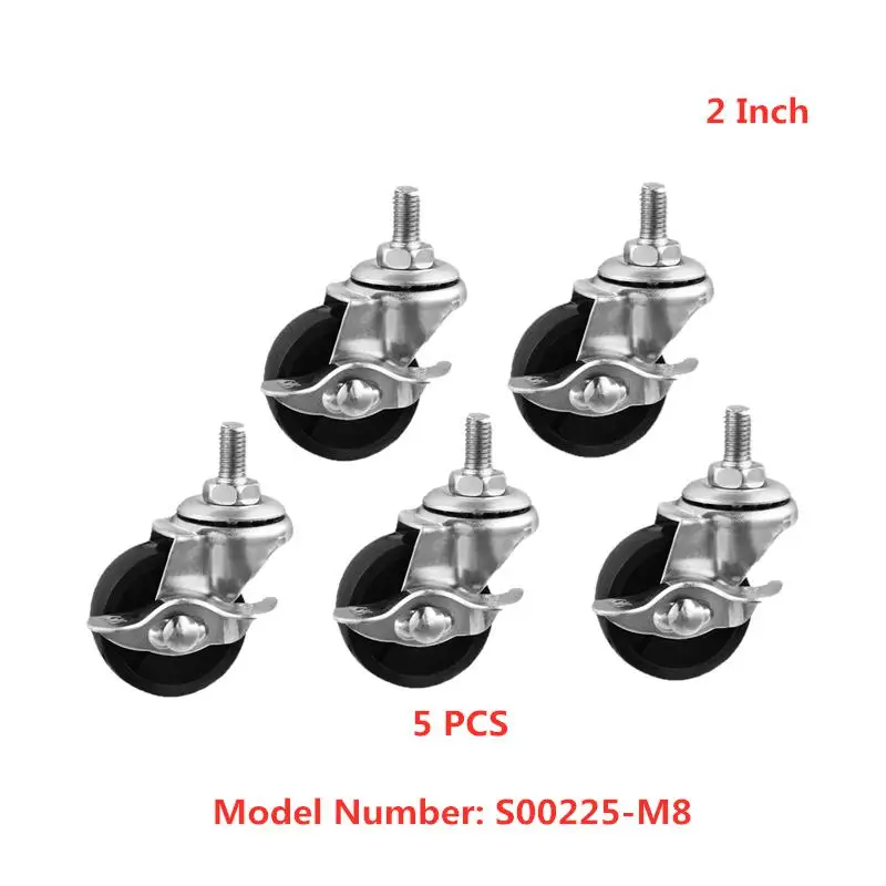 

5 шт./лот ролики 2 дюйма черные ПП винтовые Тормозные колеса 8 мм Боковой диаметр 50 УНИВЕРСАЛЬНАЯ мебель