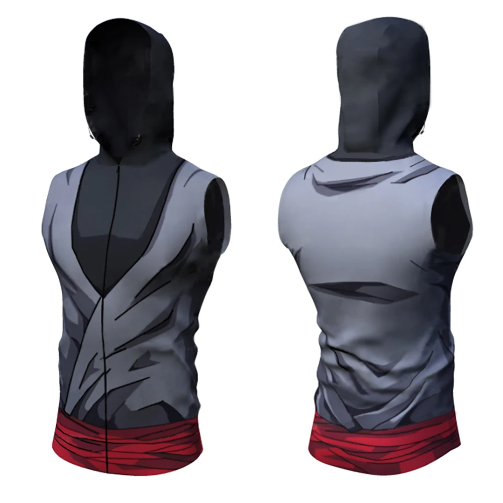 

Mens Gym Thin Hoodie Sleeveless Hoodies With Mask Sweatshirt Casual Splice Large Open-Forked Mask Hoodie Sweatshirt Hooded Tops