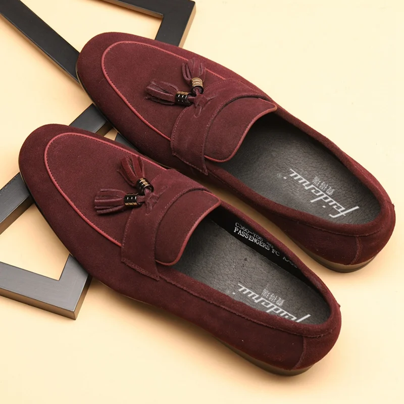 Мужские замшевые мокасины ручной работы удобные лоферы из натуральной кожи с