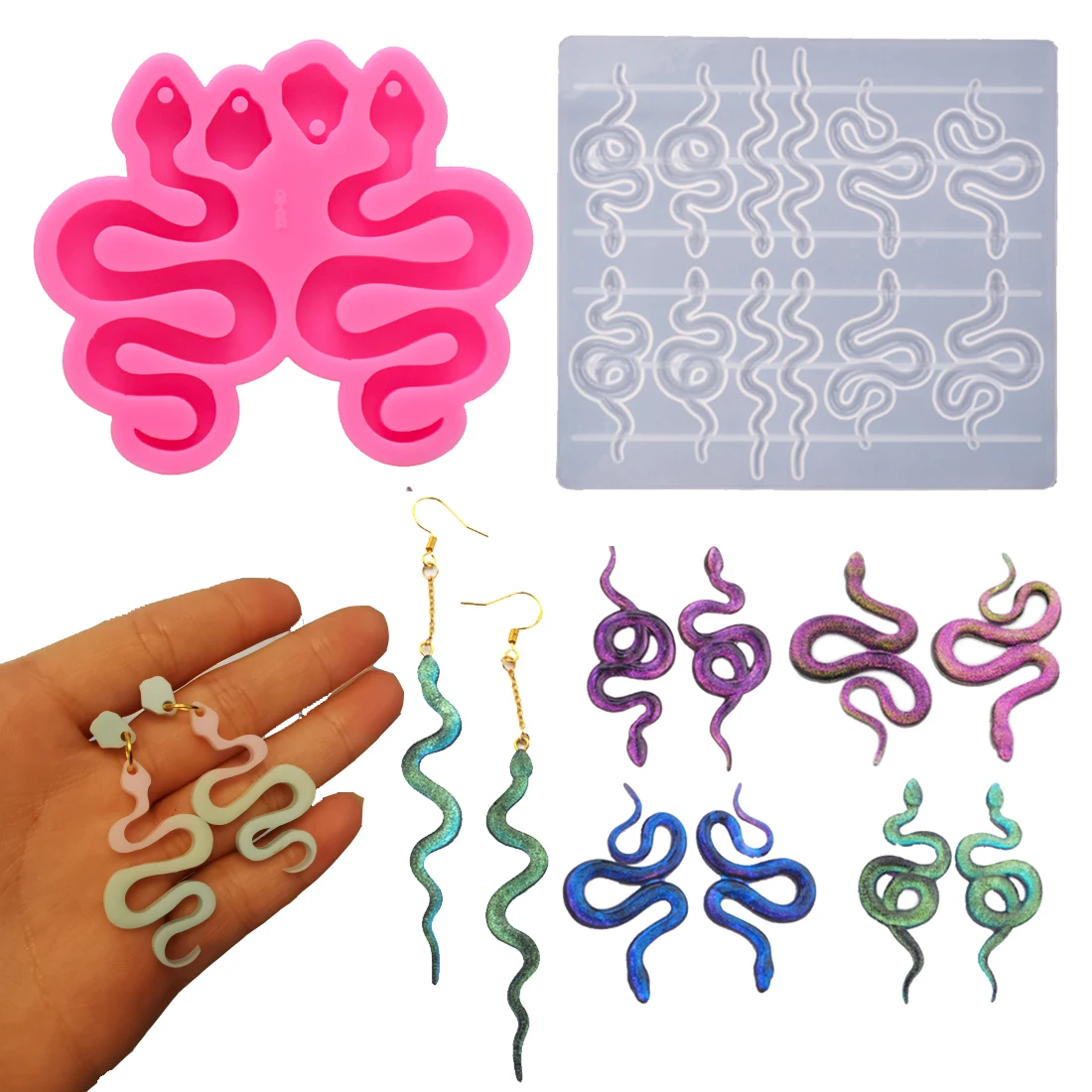 Силиконовая форма в форме змеи для изготовления сережек брелоков ювелирных