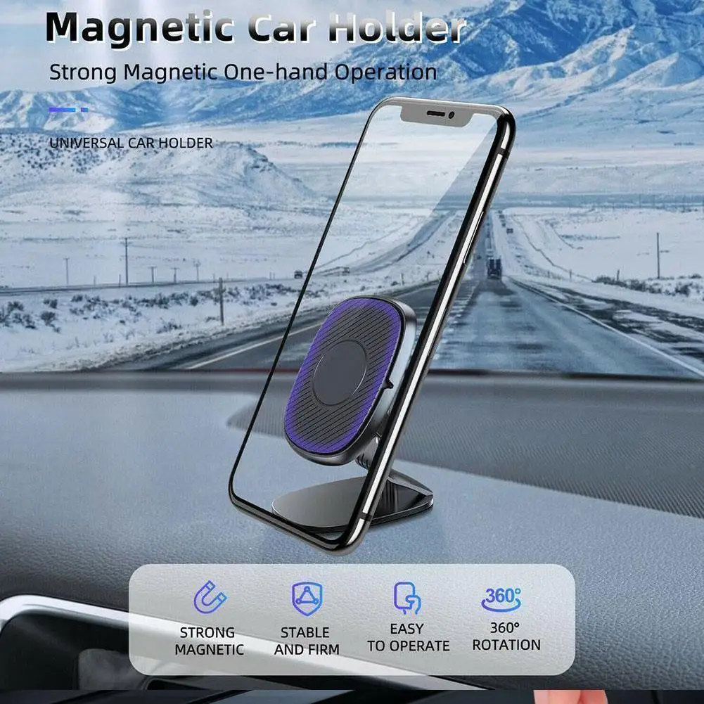 

Магнитный автомобильный держатель для телефона, универсальный держатель для сотового телефона для автомобильной приборной панели, вращен...