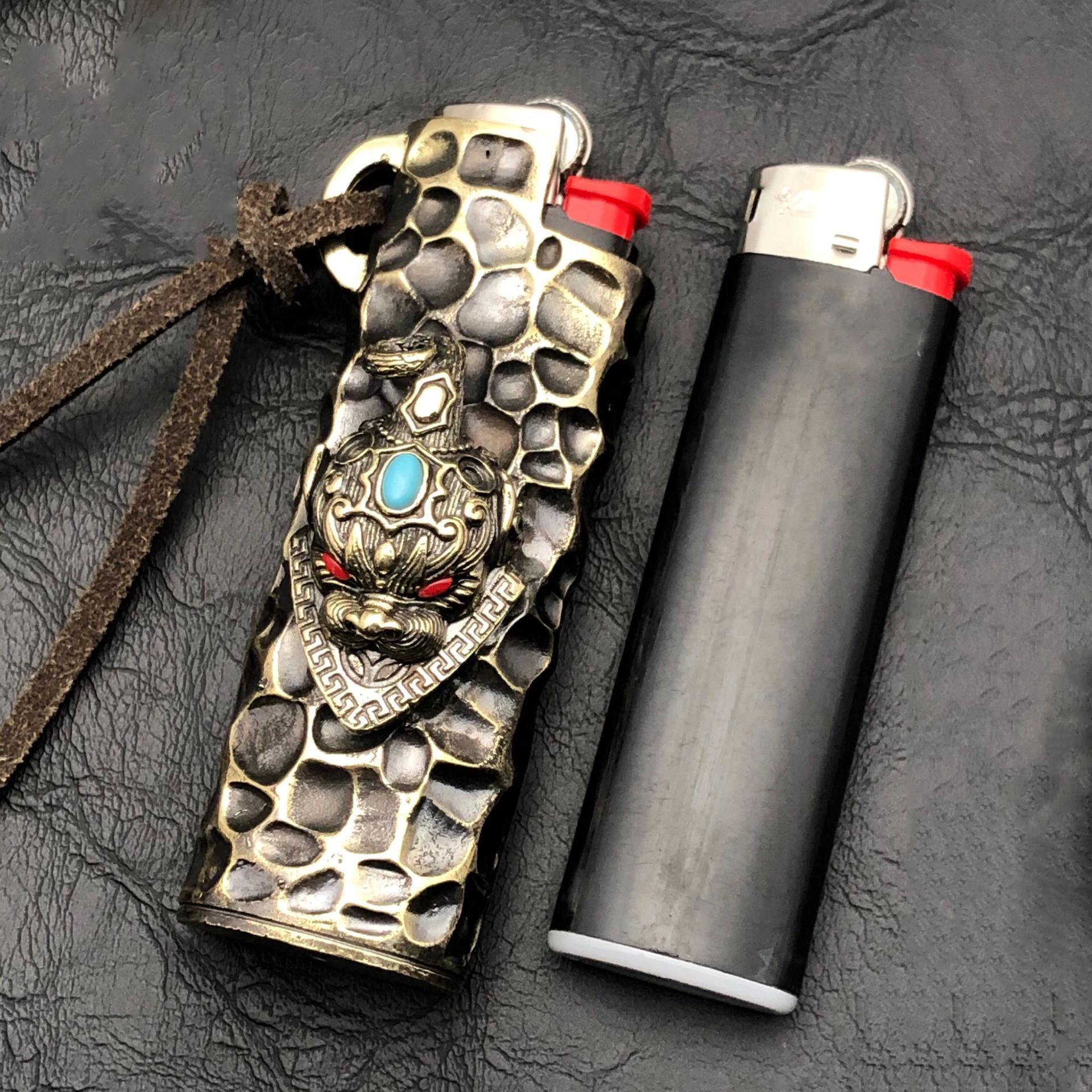 Protective Cover For Disposable Lighter Bic J3 Thick Brass C